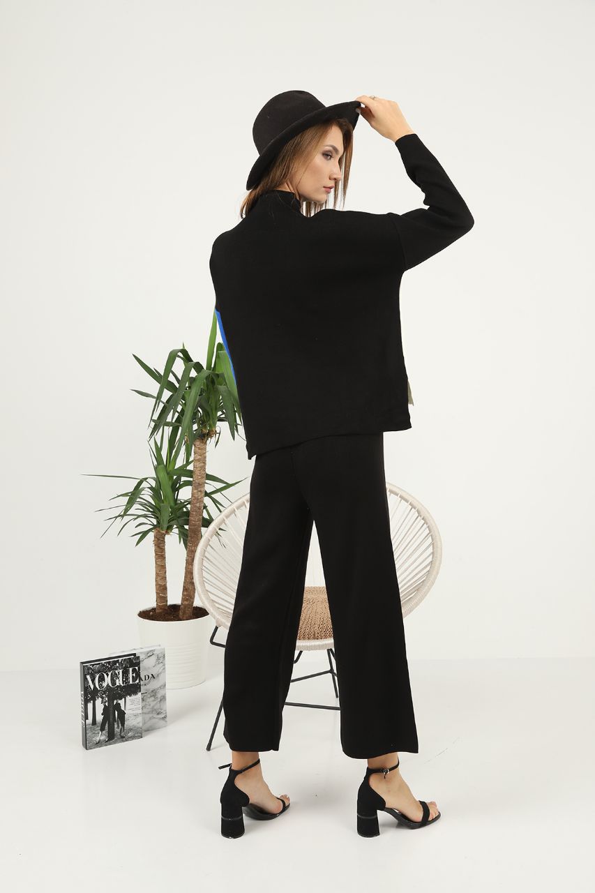 Womens 2 Piece Color Block Detail Knitted Co Ord Set WTWCD324