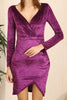 Women's Velvet Overlap Detail Dress - MWSD119