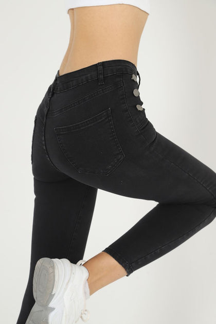 Womens Button Detail Denim Jeans - WSSJN33