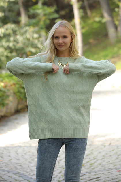 Women's Pattern Detail Knitted Sweater by Memnu - MEWS508