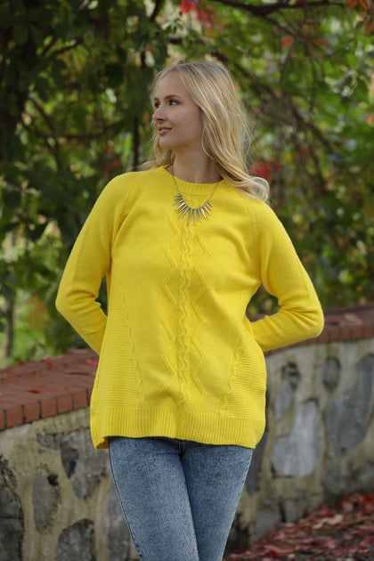 Women's Pattern Detail Knitted Sweater by Memnu - MEWS509