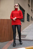 Women's High Neck Oversized Pattern Knitted Sweater by Memnu - MEWS513