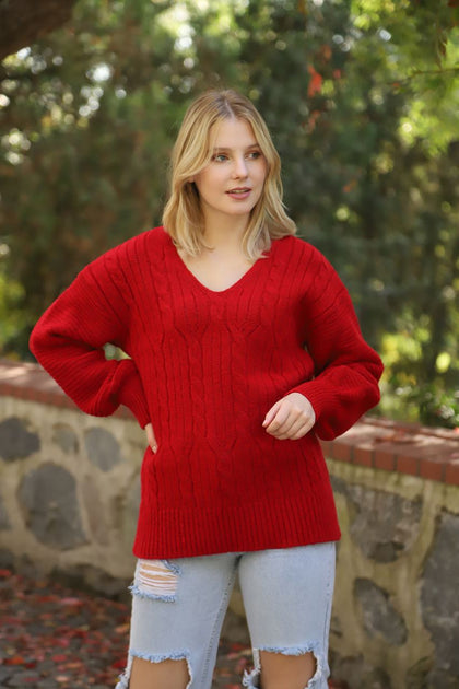 Women's Cable Knit Oversized Knitted Sweater by Memnu - MEWS532