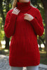 Womens Knitted High Neck Cable Knit Dress MEWKND103