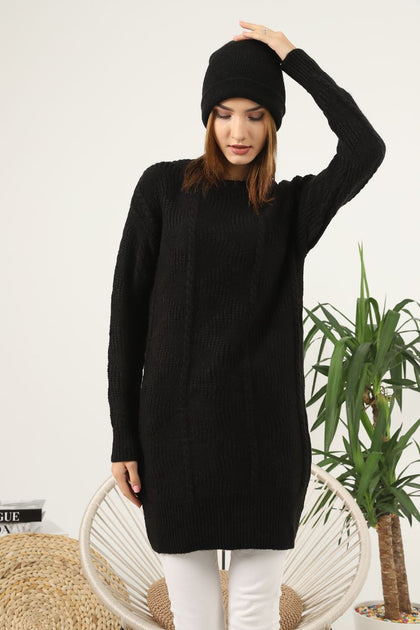 Womens Knitted Pattern Dress MEWKND126