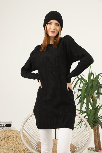 Womens Knitted Pattern Dress MEWKND126