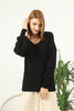 Women's Oversized V Neck Pattern Knitted Sweater by Memnu - MEWS555