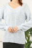 Women's Oversized V Neck Pattern Knitted Sweater by Memnu - MEWS581