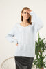 Women's Oversized V Neck Pattern Knitted Sweater by Memnu - MEWS581