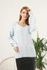 Women's Oversized V Neck Pattern Knitted Sweater by Memnu - MEWS581