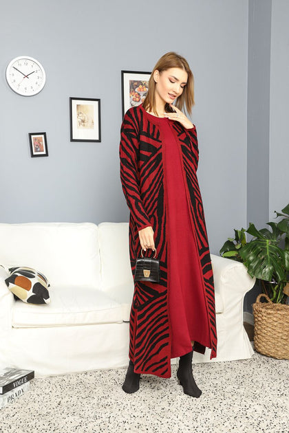 Womens 2 Piece Cardigan and Dress Knitted Co Ord Set WTWCD419