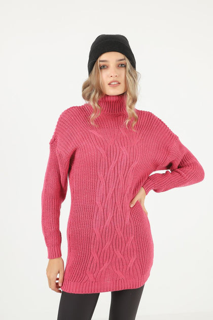 Women's Pattern Knitted High Neck Sweater by Memnu - MEWS605