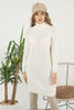 Womens Knitted Pattern High Neck Dress MEWKND159
