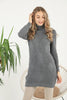 Womens Knitted Pattern High Neck Dress MEWKND161