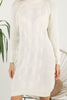 Womens Knitted Pattern High Neck Dress MEWKND170