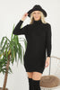 Womens Knitted Pattern High Neck Dress MEWKND171