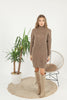 Womens Knitted Pattern High Neck Dress MEWKND174