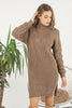 Womens Knitted Pattern High Neck Dress MEWKND174