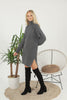Womens Knitted Pattern High Neck Dress MEWKND177