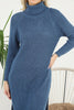 Womens Knitted Pattern High Neck Dress MEWKND183