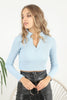 Women's Crop Stand Collar Knit Detail Top - WST92