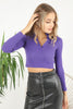 Women's Crop Stand Collar Knit Detail Top - WST95