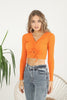 Women's Crop Front Tie Knit Detail Top - WST99