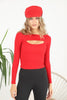 Women's Front Slit Knit Detail Top - WST104