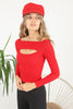 Women's Front Slit Knit Detail Top - WST104