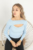 Women's Front Slit Knit Detail Top - WST105