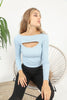 Women's Front Slit Knit Detail Top - WST105