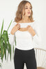 Women's Front Slit Knit Detail Top - WST106