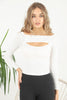 Women's Front Slit Knit Detail Top - WST106