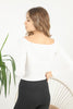 Women's Front Slit Knit Detail Top - WST106