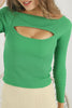 Women's Front Slit Knit Detail Top - WST108