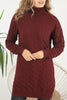 Womens Knitted Pattern High Neck Dress MEWKND221