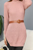 Womens Knitted Belted High Neck Dress MEWKND224