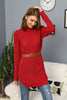 Womens Knitted Belted High Neck Dress MEWKND228
