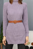 Womens Knitted Belted High Neck Dress MEWKND231