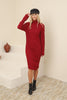 Womens Knitted Button Detail High Neck Dress MEWKND236