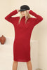 Womens Knitted Button Detail High Neck Dress MEWKND236