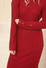 Womens Knitted Button Detail High Neck Dress MEWKND236