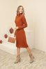 Womens Knitted Button Detail High Neck Dress MEWKND237