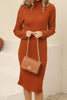 Womens Knitted Button Detail High Neck Dress MEWKND237
