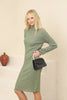 Womens Knitted Button Detail High Neck Dress MEWKND238