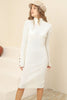 Womens Knitted Button Detail High Neck Dress MEWKND240