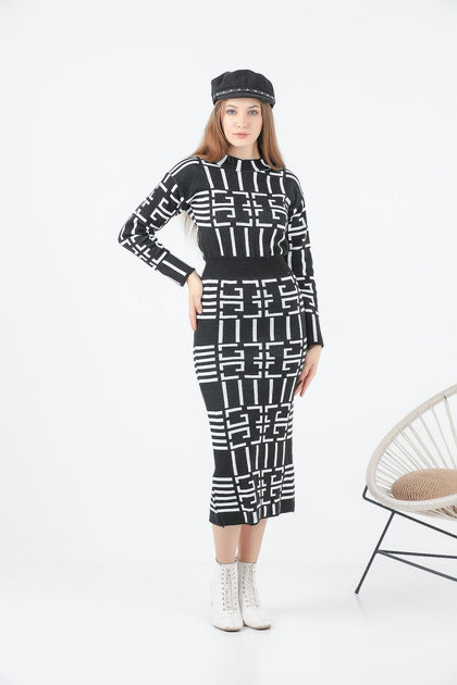 Womens Knitted Pattern Detail Dress MEWKND250