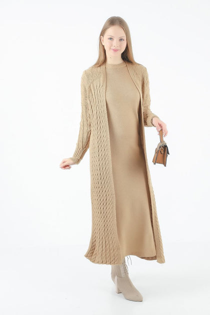 Womens 2 Piece Cardigan and Dress Knitted Co Ord Set WTWCD541