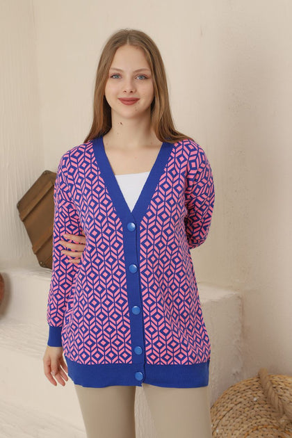 Women's Knitted Cardigan Button Detail by Memnu - MEWS644