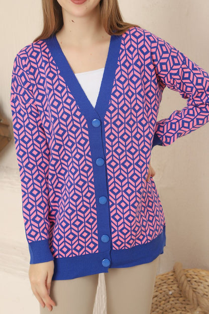 Women's Knitted Cardigan Button Detail by Memnu - MEWS644